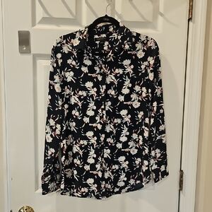 Banana Republic Floral Black and White Women's Top